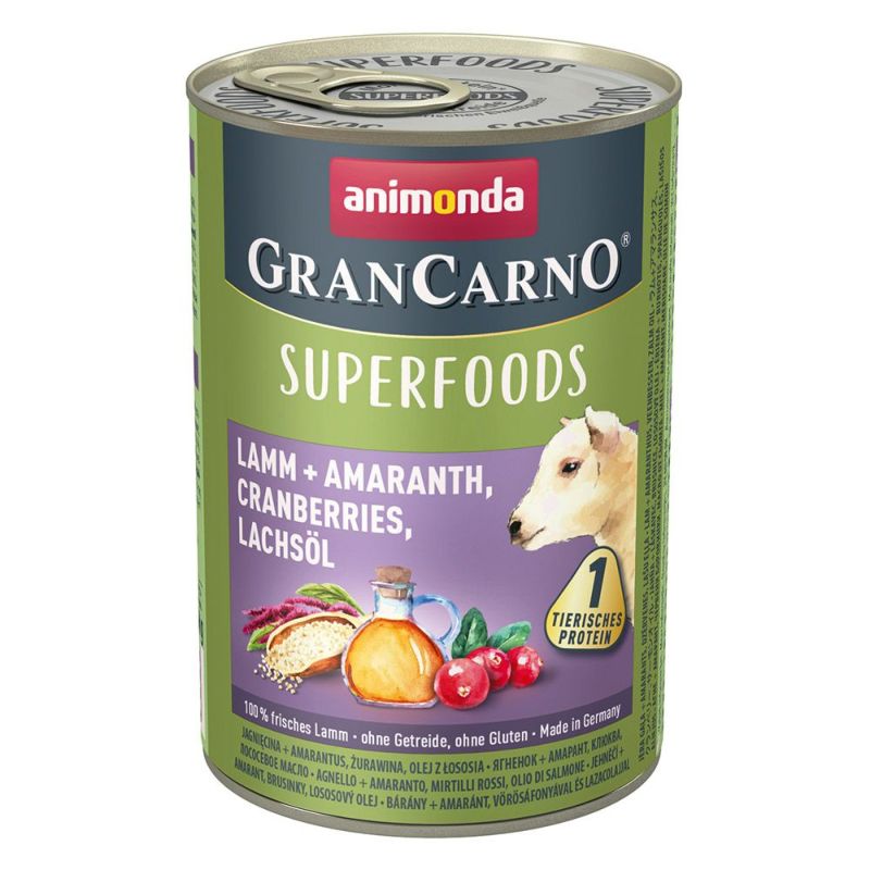 アニモンダ 犬用グランカルノ アダルト スーパーフード 子羊 アマランサス クランベリー サーモンオイル 400ｇの正規品通販 無添加のドッグフードならブロス